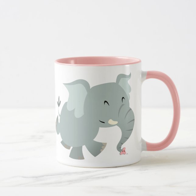 Cute Glatt Tecknad Elephant Mugg (Höger)