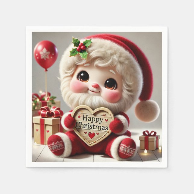 Cute Glatta jultomtens jul Hälsning Pappersservett (Framsidan)