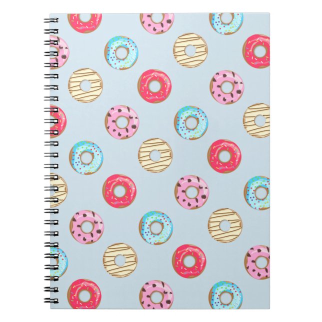 Cute Glazed Donut Pattern Light Blue Anteckningsbok (Framsidan)