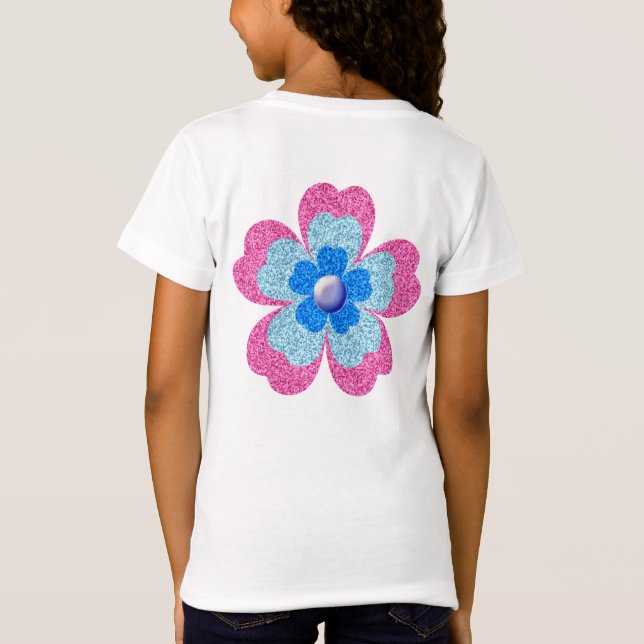 Cute glitter floral blooming garden  t shirt (Baksida)