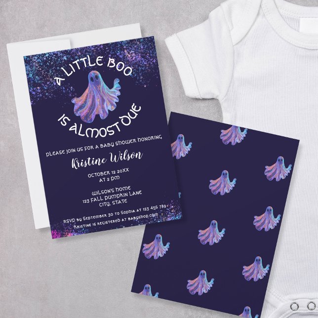 Cute Glitter Little Boo är nästan förträfflig baby Inbjudningar (Skapare uppladdad)