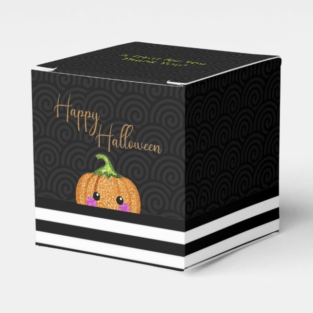 Cute Glitter Orange Happy halloween Party Presentaskar (Framsidan Sidan)