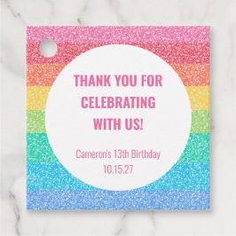 Cute Glitter Rainbow Anpassningsbar Birthday Tack Gåvor Etiketter
