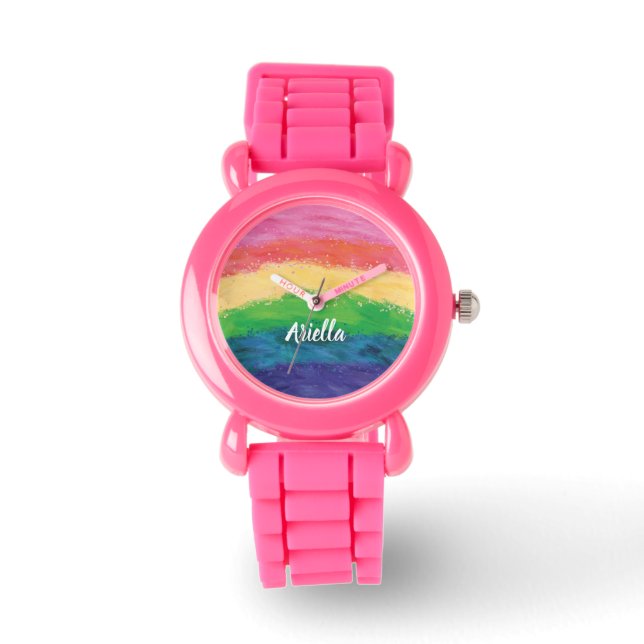 Cute Glitter Rainbow Girls Armbandsur (Framsida)