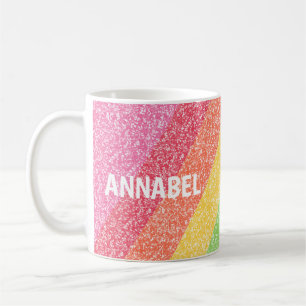 Cute Glitter Rainbow Rand Colorful Custom Name Kaffemugg