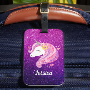 Cute Glitter Unicorn Bagagebricka