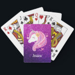 Cute Glitter Unicorn Casinokort<br><div class="desc">Cute rosa och lila glitter encorn ansikte. Gör en sådan roligt gåva till en tjej. Anpassa den med namn. Designad av Blackberry Boulevard.</div>
