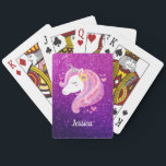 Cute Glitter Unicorn Casinokort<br><div class="desc">Cute rosa och lila glitter encorn ansikte. Gör en sådan roligt gåva till en tjej. Anpassa den med namn. Designad av Blackberry Boulevard.</div>