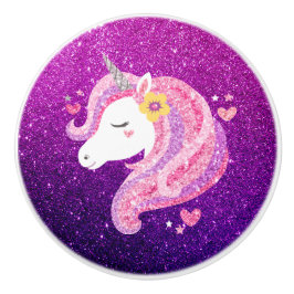 Cute Glitter Unicorn Knopp