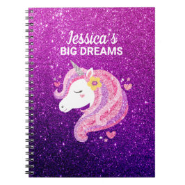 Cute Glitter Unicorn Photo Journal Anteckningsbok