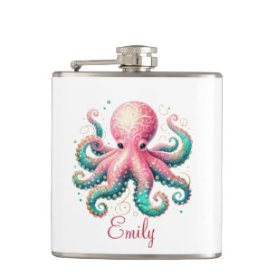 Cute Glittery Octopus Anpassningsbar Monogram Fickplunta