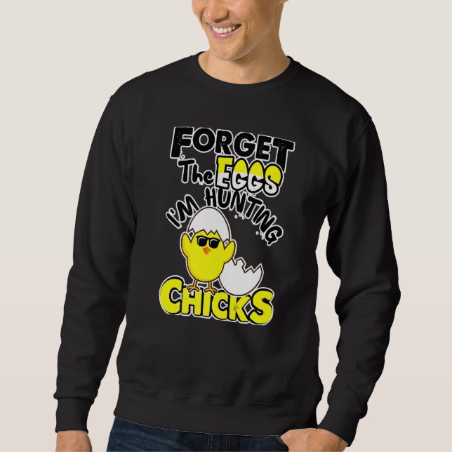 Cute Glöm ägg som jagar Chickar Glad påsk 1 Lång Ärmad Tröja (Framsida)