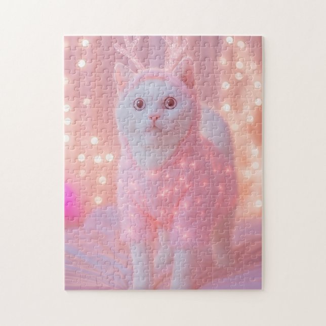 Cute Glowing Reindeer Kitty Winter Fantasy         Pussel (Vertikal)