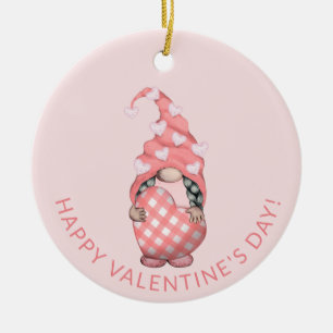 Cute Gnome Alla hjärtans dag Julgransprydnad Keramik