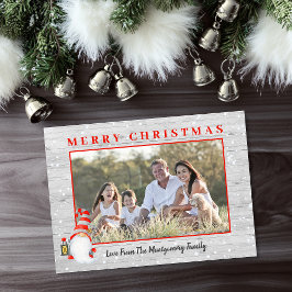 Cute Gnome Anpassningsbar Photo Rustic jul Julkort