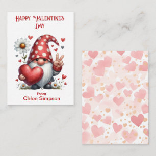 Cute Gnome Barn Valentine Classroom Party Anteckningskort