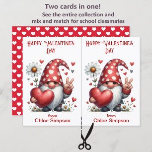 Cute Gnome Barn Valentine Party Classroom-kort Vykort
