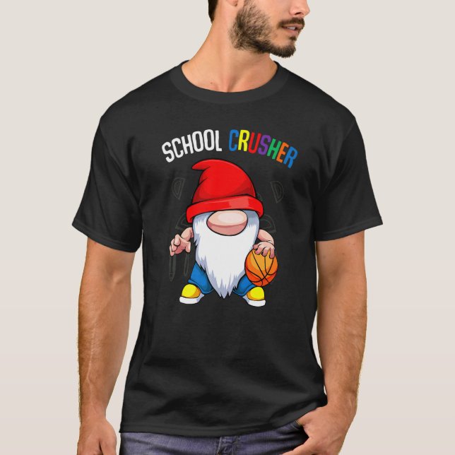 Cute Gnome Basketbal i Back to school T Shirt (Framsida)