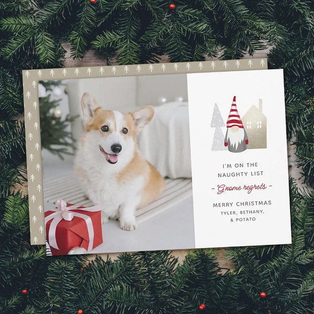 Cute Gnome beklagar | Pet-julfoto Julkort (Skapare uppladdad)
