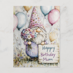 Cute Gnome Birthday Design för Morsa Helg Vykort