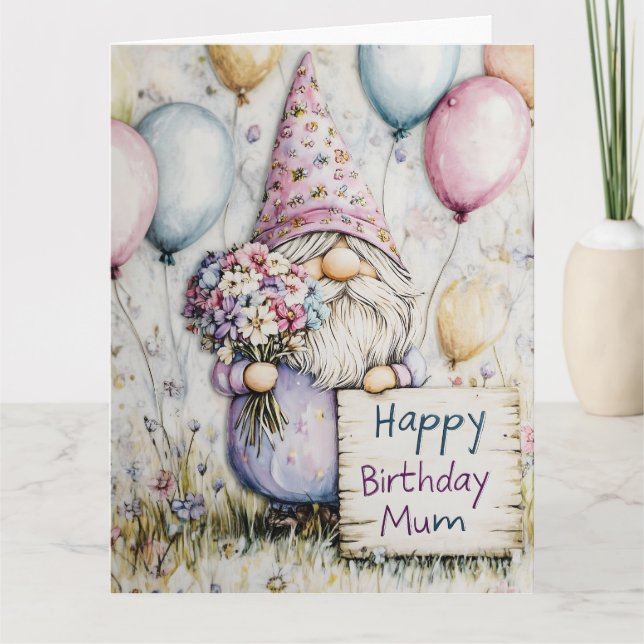 Cute Gnome Birthday Design för Morsa Kort (Framsida)