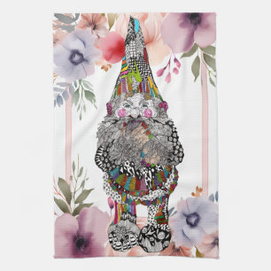 Cute Gnome Blommigt Kitchen Towel Kökshandduk