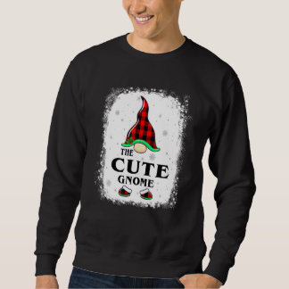 Cute Gnome Buffalo Plaid Matching Family Xmas Paja Lång Ärmad Tröja