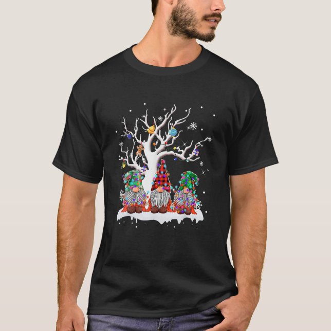 Cute Gnome Buffalo Play Julgran Light Ugly T Shirt (Framsida)