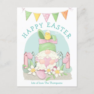Cute Gnome Bunny Chick Vår Pastels Glad påsk Helg Vykort