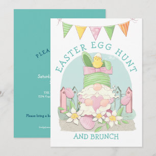 Cute Gnome Bunny Påskägg Hunt-inbjudan