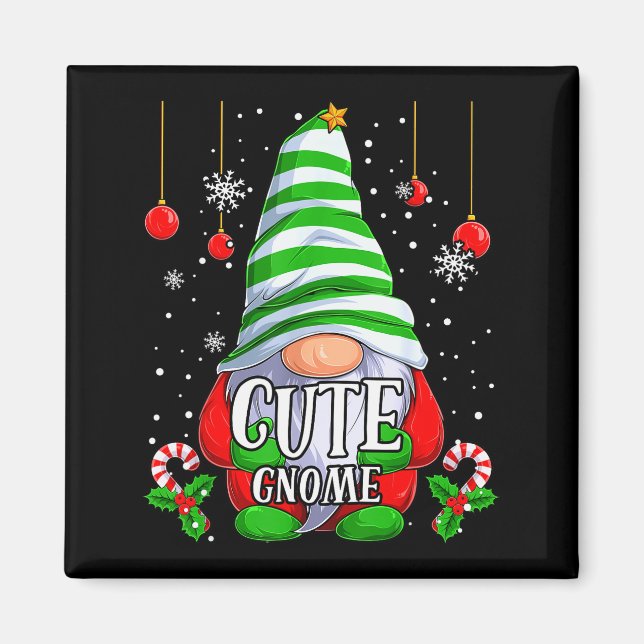 Cute Gnome Christmas Pajamas Matching Family Group Magnet (Framsidan)