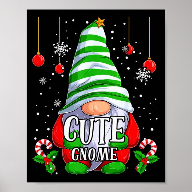 Cute Gnome Christmas Pajamas Matching Family Group Poster (Framsidan)