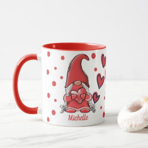 Cute Gnome Couple Namn Valentine Mugg