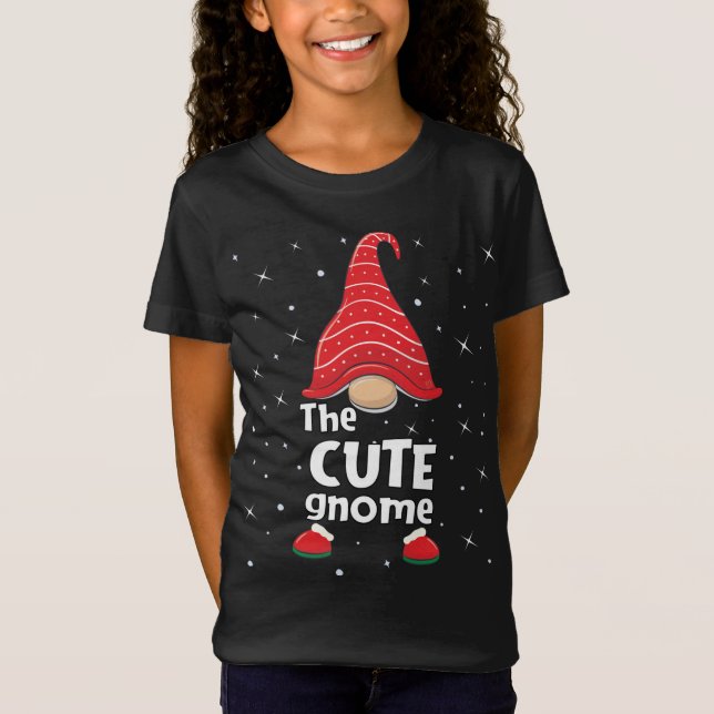 Cute Gnome-familjen matchande julklapp - gaffel T Shirt (Framsida)