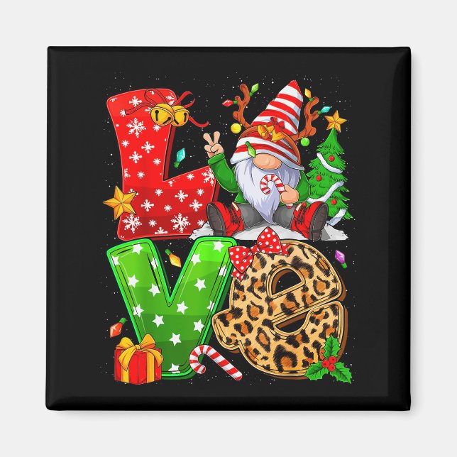 Cute Gnome Family Christmas For Women Men - Love G Magnet (Framsidan)