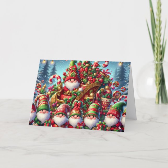 Cute Gnome Family Christmas Helgkort (Framsida)