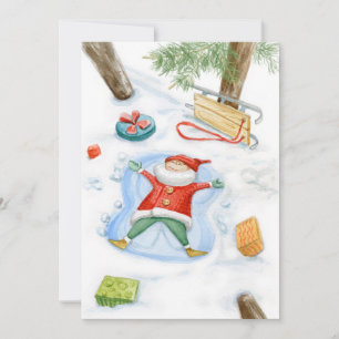 Cute Gnome färglös vattenfärg Julkort