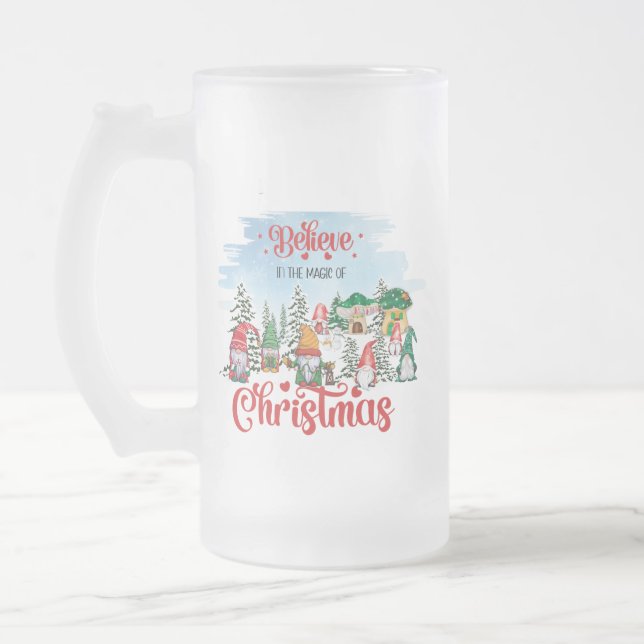 Cute Gnome firar jul-Helgdag Frostat Ölglas (Vänster)
