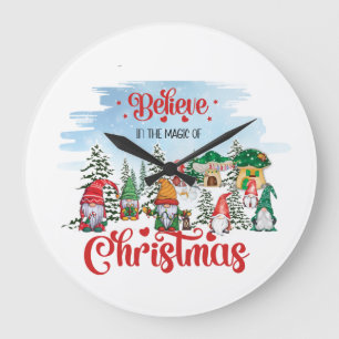 Cute Gnome firar jul-Helgdag Stor Klocka
