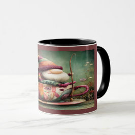 Cute Gnome Fishing in a Teacup Whimsical Mug Mugg