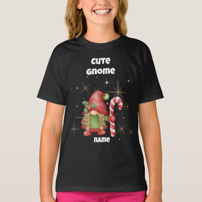 Cute Gnome-flickans jul T-Shirt (Framsida)