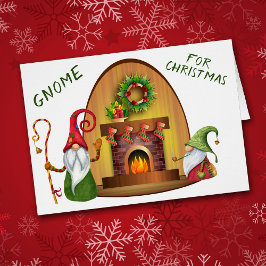 Cute Gnome för Helgdag Julfireplace Hälsningskort