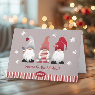 Cute Gnome för Helgdagarna Nordic Red Rosa Grått Kort