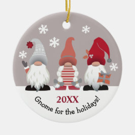 Cute Gnome för Helgdagarna Red Rosa Grått White Julgransprydnad Keramik