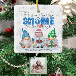 Cute GNOME for HELGDAGARS Family Photo Julgransprydnad Keramik