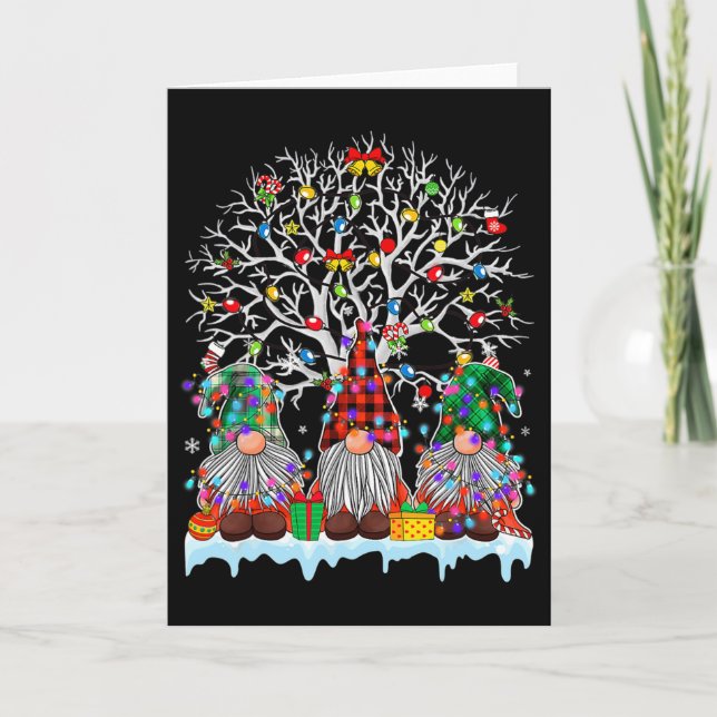 Cute Gnome God jul Light Family Matching G Kort (Framsida)