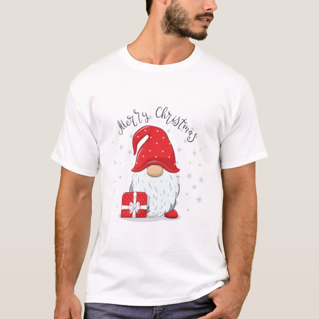 Cute gnome God jul. T Shirt (Framsida)