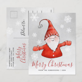 Cute Gnome Grått Red jul Helg Vykort