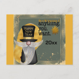 Cute Gnome Guld Gott nytt år 2025 Vykort