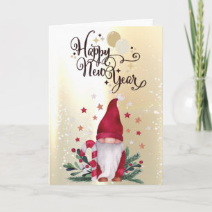 Cute Gnome Guld Helgdag Helgkort